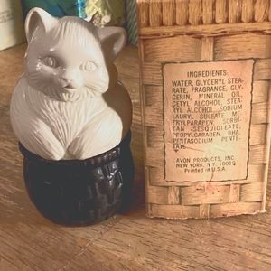 Avon Vintage Cat In A Basket Fragrance Bottle